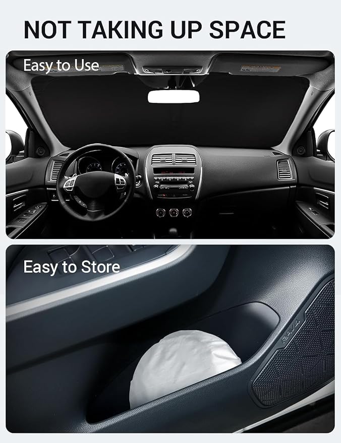 Proadsy 2026 Upgrade Windshield Sun Shade Custom Fit Mitsubishi Outlander Sport 2011-2025 2026 4-Layer Foldable Front Sunshade Protector Sun Visor Blocks UV Rays Keep Car Cooler