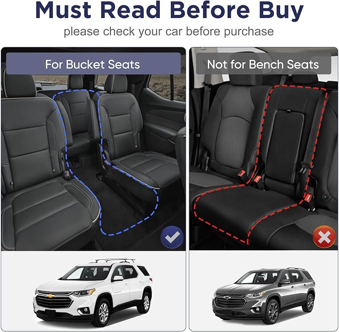 for Chevy Traverse 2018-2023 Floor Mats & Cargo Liner ONLY for 7 Seats Bucket Seats, All Weather TPE Rubber Mats for Chevy/for Chevrolet Traverse Accessories (Fit 2024 Traverse Limited)