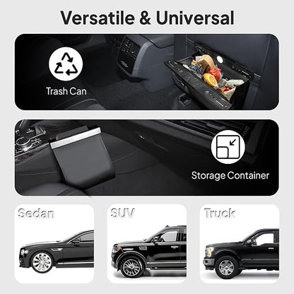 COZILO Leather Car Trash Can with Smart LED Light & Magnetic Closure,Leak-Proof, Odor-Lock Car Garbage Can for Any Cars, Sedans, SUVs, Trucks, Black