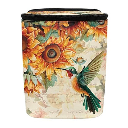 BIGCARJOB Universal Car Trash Bag for Back Seat, Hummingbird Sunflower Print Hanging Trash Can With Lid, Multi-Use Storage Organizer, Interior Accessories