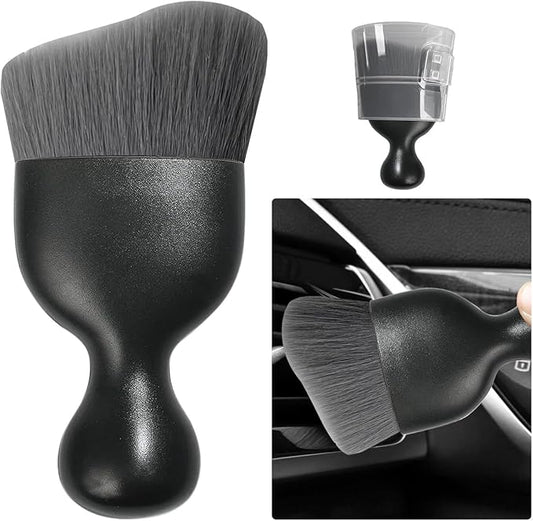 Ziciner Car Detailing Brush, Curved Soft Bristles Auto Removal Dust Collectors, Universal Vehicle Dashboard, Air Conditioner Vents etc Interior Cleaning Tool Accessories (Gray)