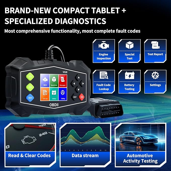 OBD2 Scanner Diagnostic Tool, Professional Mechanic Diagnostic Vehicle Code Reader for Check Engine Light, OBD 2 Scanner for Car Since 1996