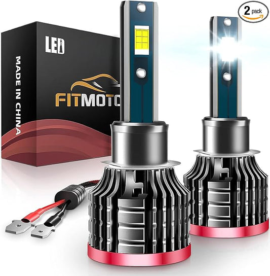 H1 LED Bulbs,80W 16000 Lumens Bright,6500K Cool White LED Fog Light Halogen Replacement IP68 Waterproof, Pack of 2