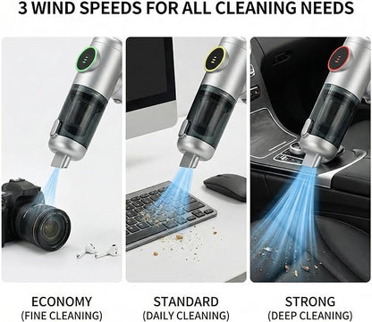 AUTOPALS Cordless Car Portable Vacuum Cleaner, 4 in 1 Suck, Blow, Inflate, Vacuum, 18000Pa High Power, 180° Rotating Handle, Type-C Charging, LED Display, Multi-Nozzles for Car, Home, Office