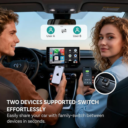 OTTOCAST Mini 3.0 (Pot) 2025 Wireless CarPlay & Android Auto 2-in-1 Adapter, Plug & Play, 5GHz WiFi, Auto Connect for iPhone & Android, Fits 98%+ OEM Wired CarPlay Cars
