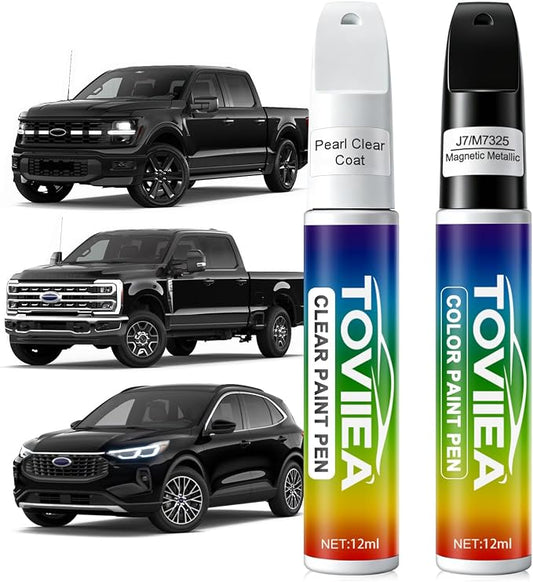 Magnetic Metallic(J7/M7325) Touch Up Paint Compatible with Ford,2-In-1 Car Scratch Remover Pen,Car Paint Scratch Repair Kit for Scratches,Chips & Nicks,2-PCS SET