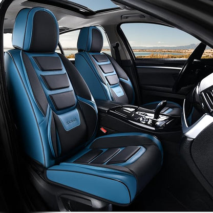 Coverado Car Seat Covers, Front Covers for Cars, Car Seat Cover Front Seats, Automotive Seat Cover, Waterproof, Leather Car Seat Cushion, Universal Interior Covers Seat Protectors for Most Cars Blue
