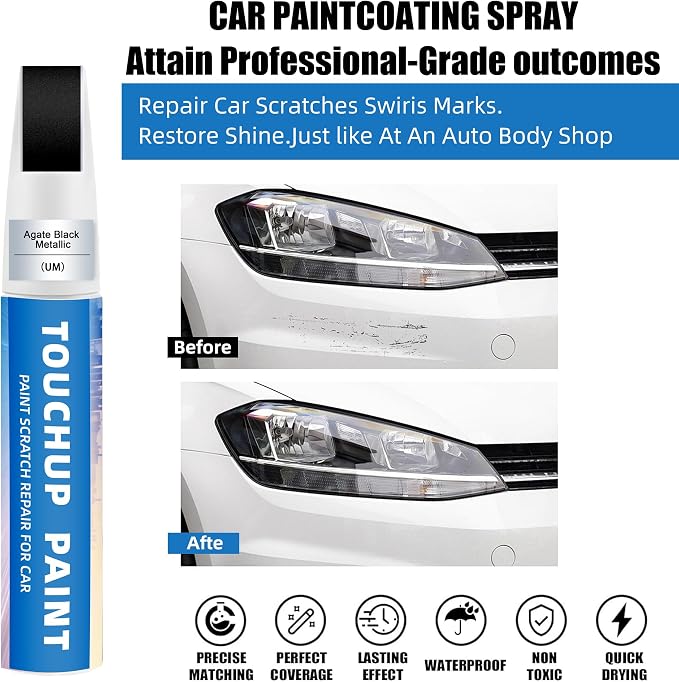 Agate Black Metallic(UM) Touch Up Paint Compatible with Ford 2-in-1 Car Scratch Repair Pen for Rock Chips, Door Scratches&Paint Nicks Exact Color Match Quick Dry DIY Fix for F-150 Explorer