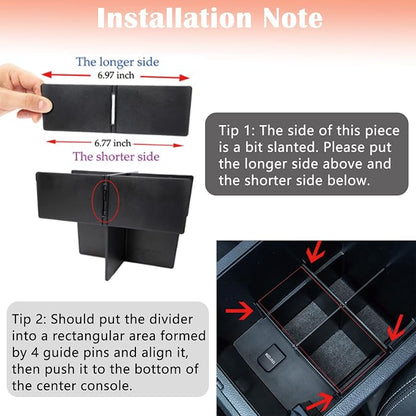 JDMCAR Center Console Organizer Set Compatible with 2010-2024 Toyota 4Runner Accessories Insert ABS Black Compartment Divider Armrest Tray (2-Pack)
