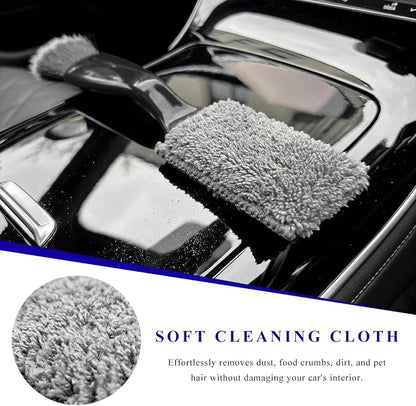 2 in 1 Duster for Car Clean, Portable Double Head Auto Detailing Brush, Soft Double-Ended Dust Removal Brush Interior Cleaning Tool for Most Vehicles, Car Accessories (Black)