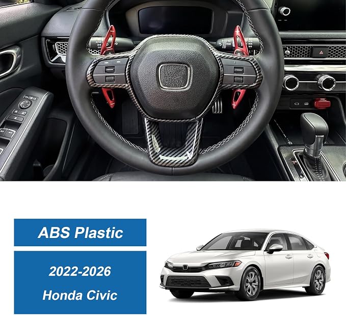 Carbon Fiber Steering Wheel Cover Compatible with 2022-2026 11th Gen Honda Civic