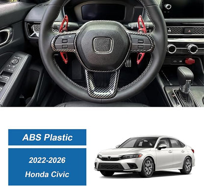 Carbon Fiber Steering Wheel Cover Compatible with 2022-2026 11th Gen Honda Civic