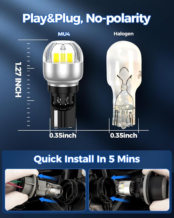 Marsauto 912 921 LED Bulbs for Backup Reverse Light, 300% Brighter T15 906 904 W16W T15 CANBUS Error Free Bulb with 3020SMD Chip, Non-polarity, 6000K Xenon White Fog Lights, Pack of 2