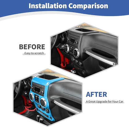 RT-TCZ for Jeep JK Light Blue Dash Accents Radio A/C Controls Cover Trim for Jeep Wrangler JK JKU 2011-2017 ABS Interior Accessories 2pcs