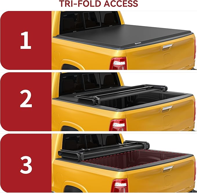 YITAMOTOR Soft Tri-Fold Truck Bed Tonneau Cover Fits for Ram 1500 New Body Style 2019-2026, Fleetside 6.4 ft Bed Without Rambox