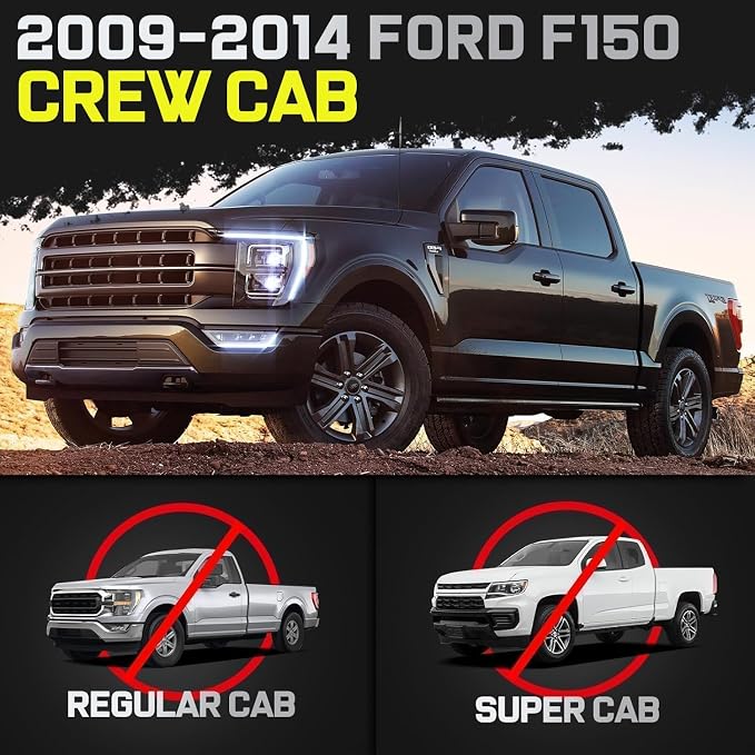 BINARY STAR 6 inch Running Boards Compatible with 2004-2014 Ford F150 Crew Cab(4 Full-Size Doors), Rock Sliders Step Bars Made with High Light Stainless Steel, Nerf Bars for F150 Crew Cab.