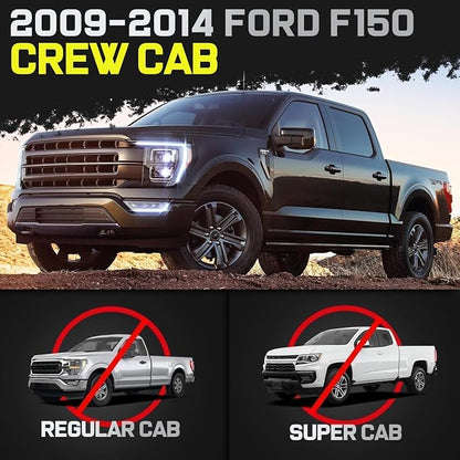 BINARY STAR 6 inch Running Boards Compatible with 2004-2014 Ford F150 Crew Cab(4 Full-Size Doors), Rock Sliders Step Bars Made with High Light Stainless Steel, Nerf Bars for F150 Crew Cab.