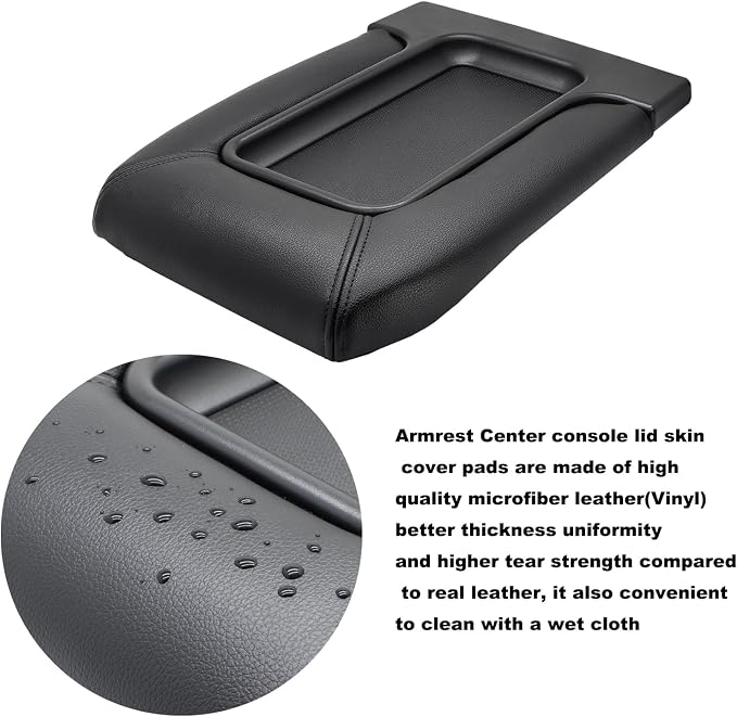 NHILES Center Console Lid Replacement Kit for 1999 2000 2001 2002 2003 2004 2005 2006 2007 Silverado/Avalanche/Suburban/Sierra/Yukon Replaces Number 19127364, 19127365, 19127366 (Black)