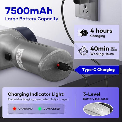 SakerPlus Mini Vacuum Cleaner, 3 in 1 Car Vacuum Cleaner High Power, 15000PA Powerful Suction, Air Duster, 7500mAh, Dual Filter,Adjustable Small Vaccum Portable Cordless for Cars,Desktop - Deep Blue