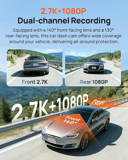 70mai Dash Cam Front and Rear A510,1944P+1080P with STARVIS 2 IMX675 and 64GB Card, Dash Camera for Cars, 4G LTE Support, ADAS, Built-in GPS WiFi, APP Control, HDR, 24H Parking Mode, Loop Recording