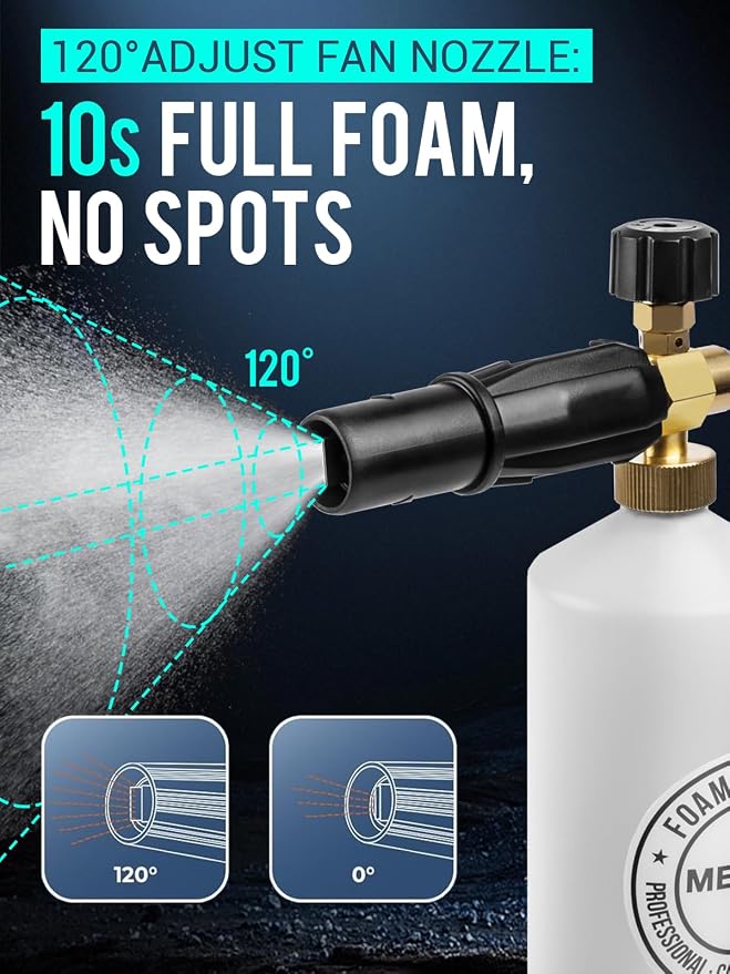 MEKOH Foam Cannon for Pressure Washer, 4000psi Car Wash Foam Gun, 1 Liter Foam Sprayer, Pressure Washer Soap Attachment with 1/4" Quick Connector, Snow Soap Blaster with 5 Nozzles for Car Detailing