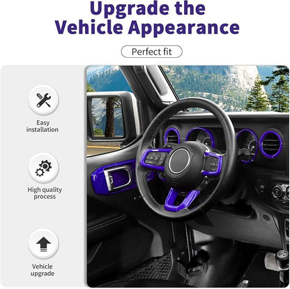 21PCS Full Set Interior Trim Kit for 2018-2023 Jeep Wrangler JL JLU,Side Outlet Door Handle Bowl Roof Reading Light Cover Trim (Purple)