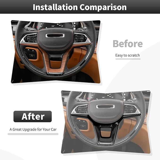 18PCS Carbon Fiber Interior Trim Panel Kits Fit for 2022-2026 Jeep Grand Cherokee Interior Decor Accessories Center Console Dashboard Window Lifter Headlight Switch AC Control Steering Button Frame