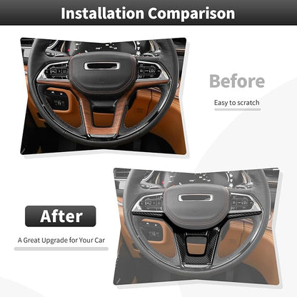 18PCS Carbon Fiber Interior Trim Panel Kits Fit for 2022-2026 Jeep Grand Cherokee Interior Decor Accessories Center Console Dashboard Window Lifter Headlight Switch AC Control Steering Button Frame