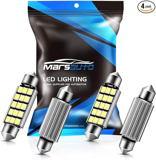 Marsauto 578 LED Bulbs Extremely Bright 400LM 2835 Chipsets for LED Interior Dome Map Door Lights Bulbs 211-2 212-2 569 6411 6451 41mm 42mm 1.65inch 6500K White RV Exterior Lighting (Pack of 4)