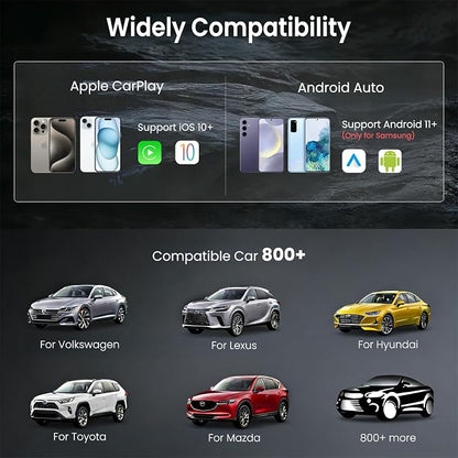 ELECROW Wireless CarPlay Adapter for iPhone＆Android - 3 in 1 Dual Band WiFi 2.4G/5G & Bluetooth 5.3 Airplay Mirror Link CarPlay Dongle with USB-A/Type-C Port, Plug & Play, OTA Update