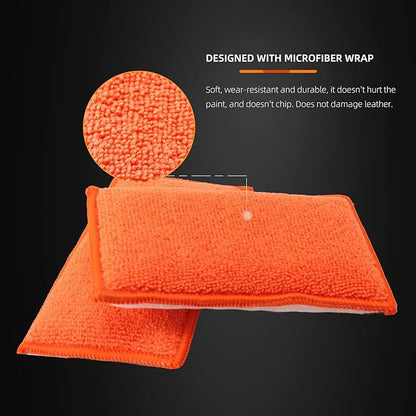 SPTA Car Interior Scrubbing Sponge, 8Pcs Scrub Ninja, Microfiber Car Wax Applicator, Car Wash Sponges for Car, Boat, Wood, Marble and Motorcycle, 6in x 3.3in x 0.8in