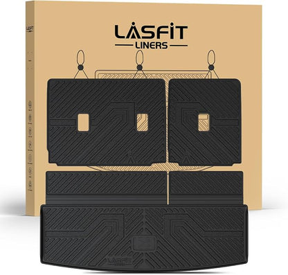 LASFIT Cargo Mat for Ford Expedition Standard&Lincoln Navigator Standard 2018-2024 Backrest Liner, Custom Fit All Weather Protector Split Design Easy Installation Trunk with Seatback Mat,4 pcs Black