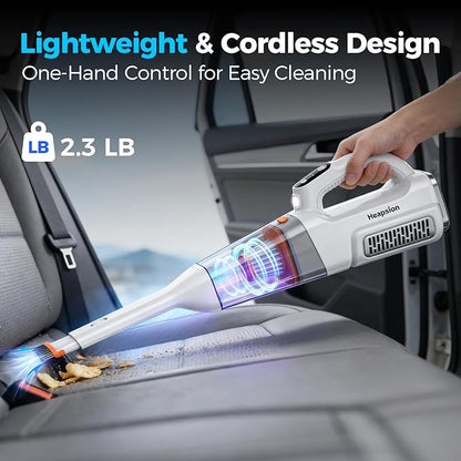 Heapsion Handheld Vacuum Cleaner Cordless, 7000Pa Suction, Portable Pet Hair Vacuum, 30-Min Runtime Rechargeable Type-C, Lightweight with Telescopic Tube for Car, Home & Office, with Telescopic Tube