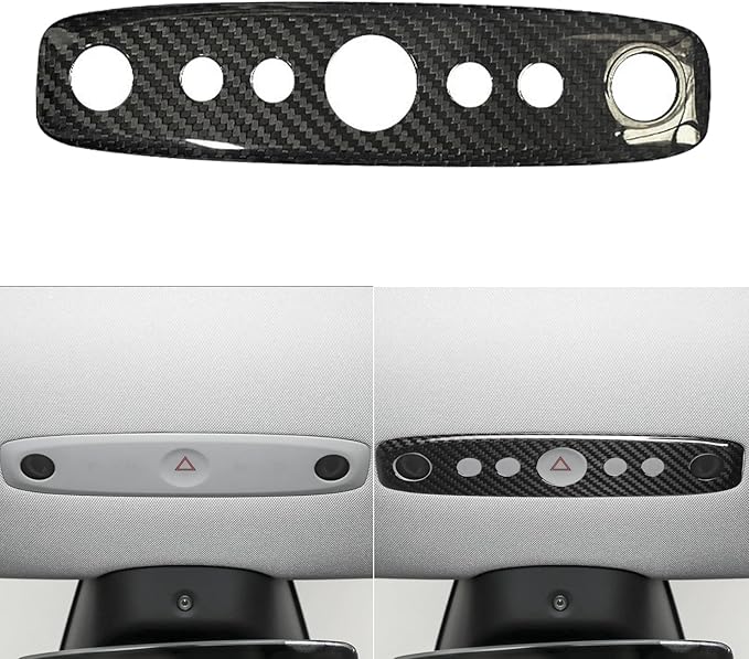 NVCNX Hard Rigid Real Carbon Fiber for Tesla New Model 3/Y Highland 2024-2026 for Juniper 2025 2026 Accessories Vehicle Molding Front Roof Reading Light Panel Cover Interior Trim 1PC - Glossy Carbon