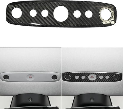NVCNX Hard Rigid Real Carbon Fiber for Tesla New Model 3/Y Highland 2024-2026 for Juniper 2025 2026 Accessories Vehicle Molding Front Roof Reading Light Panel Cover Interior Trim 1PC - Glossy Carbon