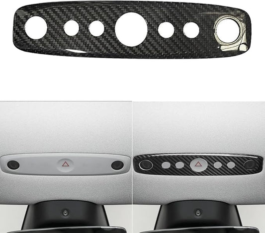 NVCNX Hard Rigid Real Carbon Fiber for Tesla New Model 3/Y Highland 2024-2026 for Juniper 2025 2026 Accessories Vehicle Molding Front Roof Reading Light Panel Cover Interior Trim 1PC - Glossy Carbon