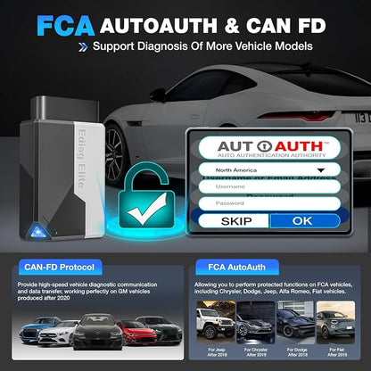 Ediag Elite KINGBOLEN Bluetooth OBD2 Scanner, Lifetime NO Cost Update Bidirectional Scan Tool for iOS & Android, Wireless Full System Car Diagnostic Scanner, 15+ Reset Service, CANFD, FCA AutoAuth