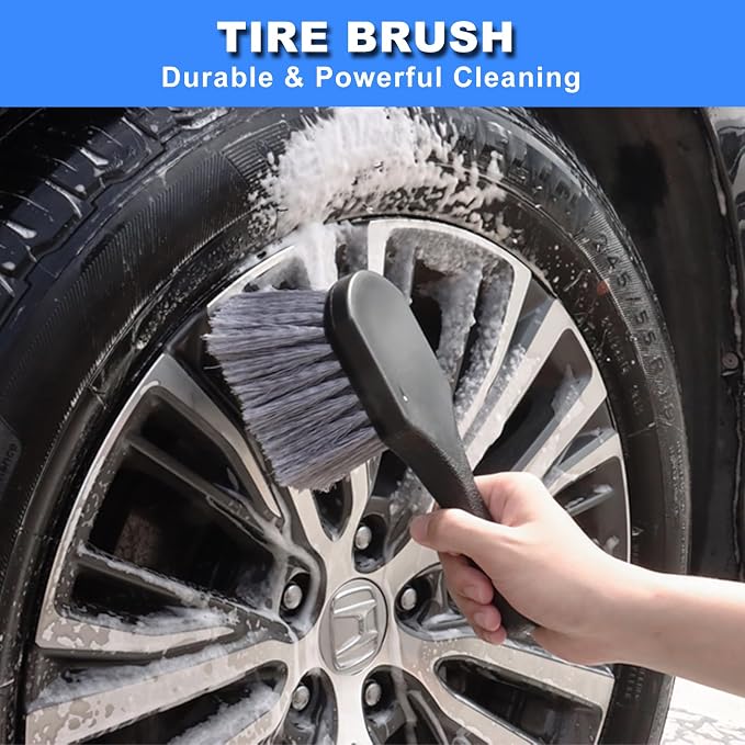 10Pcs Wheel Brush Kit for Cleaning Wheel and Tire, Wheel and Rim Brush, Car Detailing Brushes, Tire Brush, Bendable & Durable Car Wheel Rim Cleaner Brush Set,Car Cleaning Brush Supplies Kit