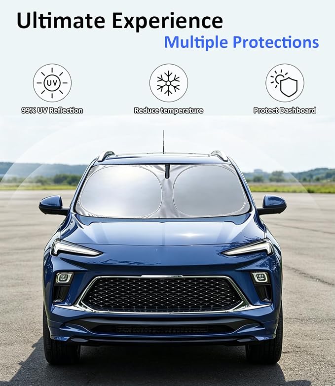 Windshield Sun Shade for 2020-2026 Buick Encore GX Accessories | Car Front Window Sun Visor Protector & Heat Shield | 240T Sunshade Protection Blocks UV Rays Keep Your Car Cooler