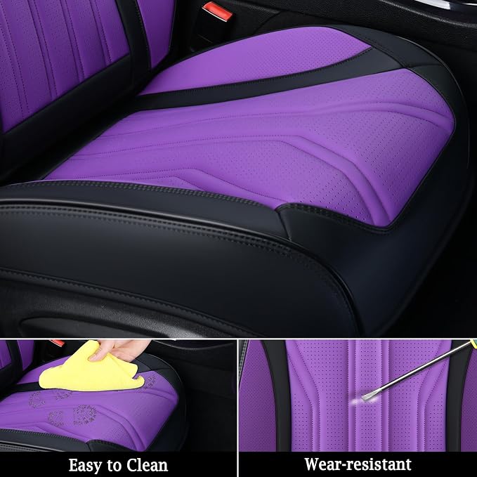 FLORICH Automotive Seat Covers, Seat Covers Full Set, Car Seat Protectors 5 Seats, Purple & Black Automotive Seat Covers Fit for Most Cars Trucks