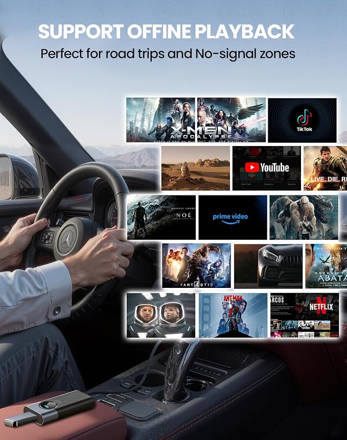 Wireless CarPlay Adapter for iPhone/android,Android Auto Wireless Adapter is Fast Auto Connect, Plug&Play, Stable Connection, car play wireless adapter Support Map, Music,Video,Call etc(Black)