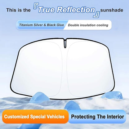 Windshield Sun Shade for 2009-2018 Dodge RAM 1500 Foldable Front Window Shade 310T Thickened Protect from Sun Rays & Heat Damage Fully Covered to Keep Cool