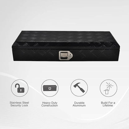 34.5 Inch Aluminum Truck Bed Tool Box Truck Car Outdoor Trailer Pickup Underbody Toolbox,RV Storage OrganizerTrailer Storage W/Lock&Keys,5 Bar Tread,Black(34.5"X13"X6.5")