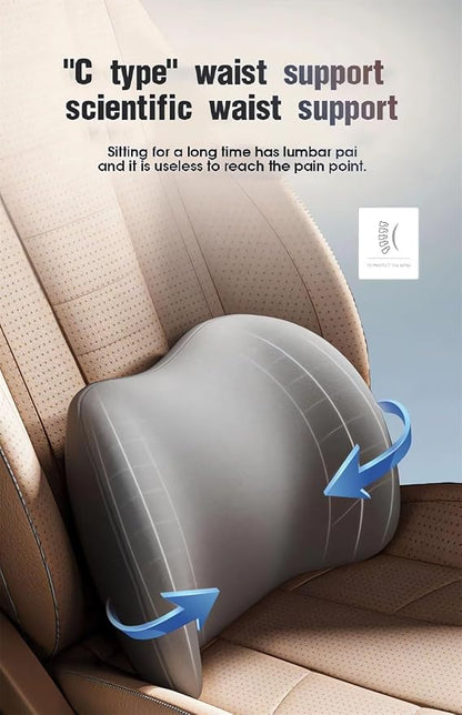 Car Headrest & Lumbar Support Cushion Ergonomic Car Seat Neck Back Rest Pillows Orthopedic Memory Foam Head Rest and Lower Lumbar Support Pillow Set Backrest Driving Seat Office Chair Support (Pink)
