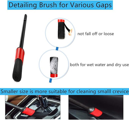 Fitosy Car Interior Duster Detail Brushes, Soft Bristles Brush Car Accessories for Cleaning Dashboard Air Vent Crevice, Detailing Dusting Tool Kit for Auto Truck SUV RV