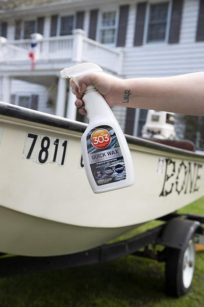 303 (30213-6PK) Marine Quick Wax - Quick And Easy Spray On Wax - 90 Days Of Protection - Provides a Slick, Protective, Glossy Shine - Use On Wet Or Dry Surfaces - Carnauba Wax, 32 fl. oz. 6 Pack