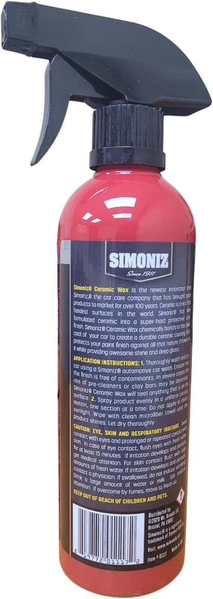 Simoniz Ceramic Hybrid Wax – High-Gloss Spray Coating – Hydrophobic Protection – Bonds to Paint for Lasting Shine – 16 fl oz