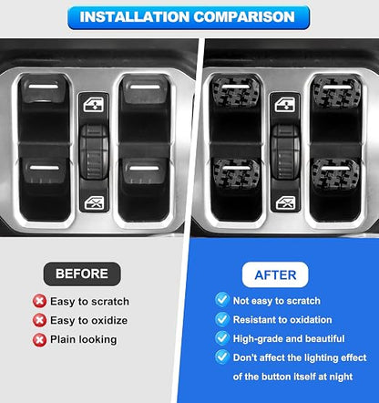 Eamplest Compatible with Jeep Wrangler JL JLU 2026 2025-2018&Gladiator JT 2020-2026 Interior Accessories Upgraded Window Switch Button Cover 4PCS (Black)