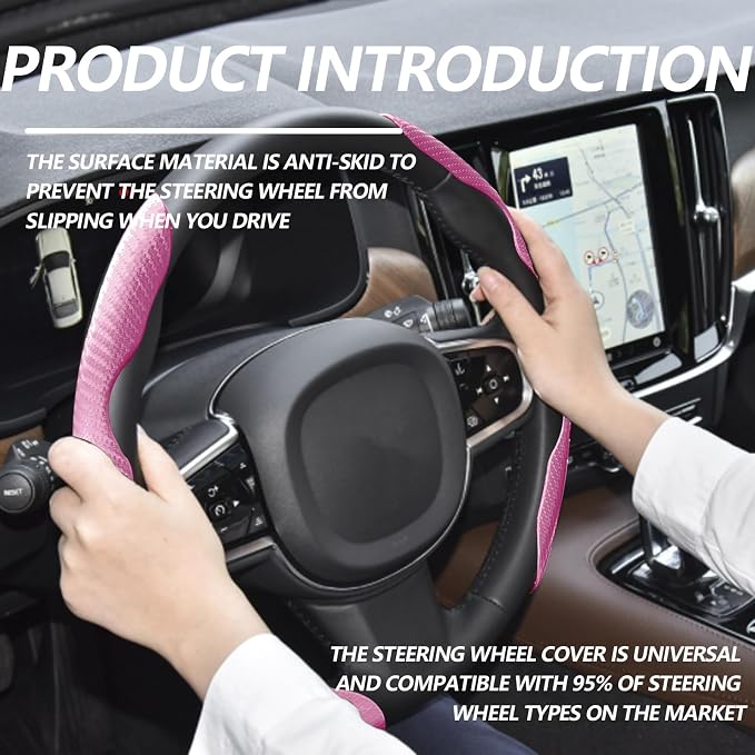2pcs Universal Fit Carbon Fiber Steering Wheel Cover, Anti-Skid Steering Wheel Cover/Segmented Steering Wheel Protector/Car Interior Accessories (Plik)