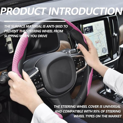 2pcs Universal Fit Carbon Fiber Steering Wheel Cover, Anti-Skid Steering Wheel Cover/Segmented Steering Wheel Protector/Car Interior Accessories (Plik)